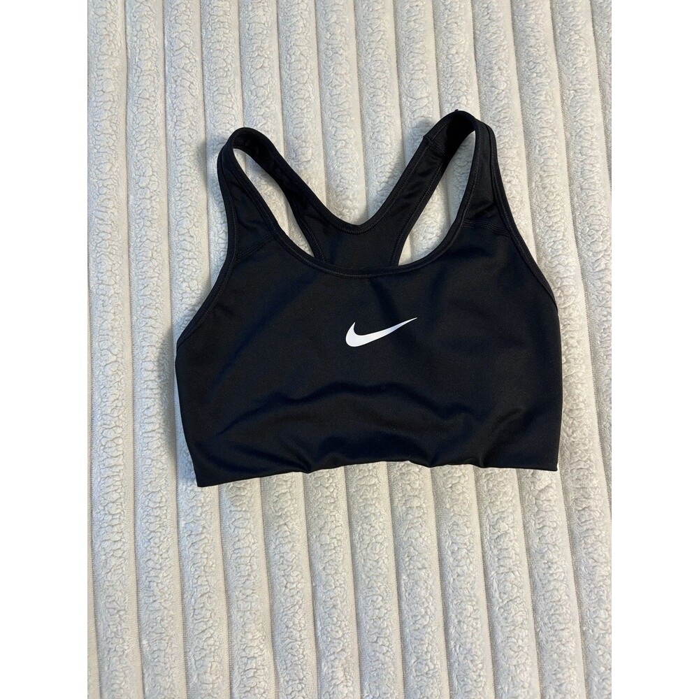 Nike Dri-Fit Women's Small Black Swoosh Logo Athletic Racerback Sports Bra